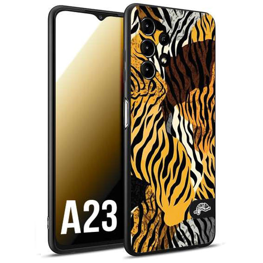 CUSTOMIZZA - Custodia cover nera morbida in tpu compatibile per Samsung A23 leopardato tigrato tiger colorata donna fashion estate