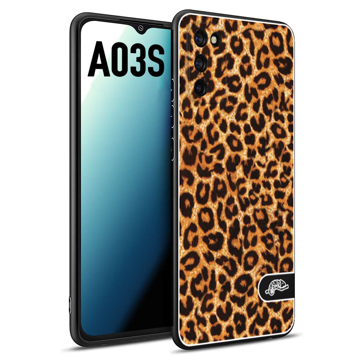 CUSTOMIZZA - Custodia cover nera morbida in tpu compatibile per Samsung A03S leopardato maculato donna marrone leopard brown