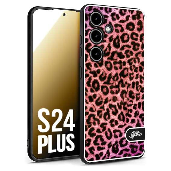 CUSTOMIZZA - Custodia cover nera morbida in tpu compatibile per Samsung S24 PLUS leopardato maculato donna rosa leopard