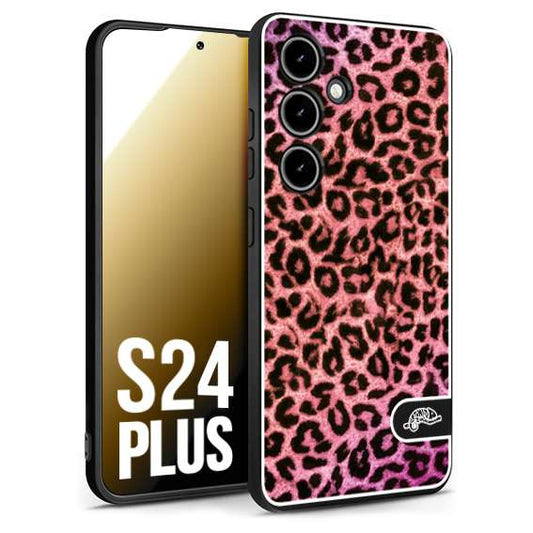 CUSTOMIZZA - Custodia cover nera morbida in tpu compatibile per Samsung S24 PLUS leopardato maculato donna rosa leopard