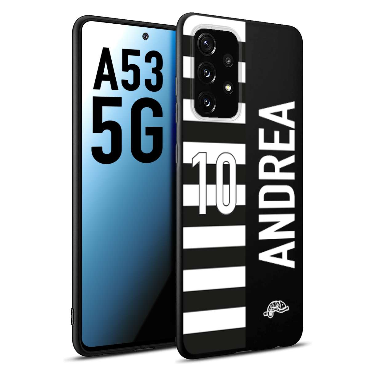 CUSTOMIZZA - Custodia cover nera morbida in tpu compatibile per Samsung A53 5G personalizzata calcio football nome e numero calciatori bianconera