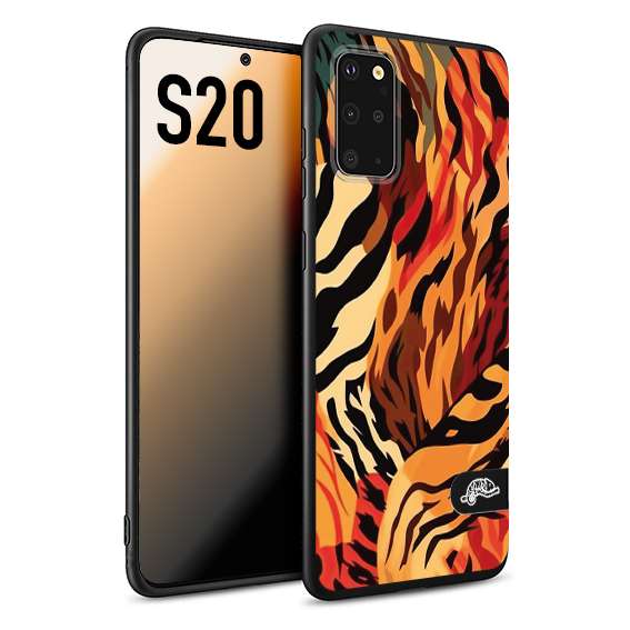 CUSTOMIZZA - Custodia cover nera morbida in tpu compatibile per Samsung S20 leopardato maculato tigrato tiger colorata gialla rossa arancio