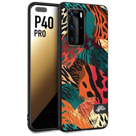 CUSTOMIZZA - Custodia cover nera morbida in tpu compatibile per Huawei P40 PRO leopardato tigrato tiger colorata summer arancio verde fucsia