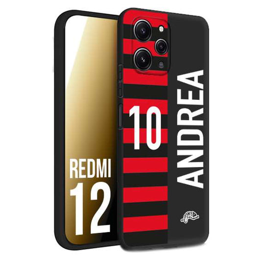 CUSTOMIZZA - Custodia cover nera morbida in tpu compatibile per Xiaomi Redmi 12 personalizzata calcio football nome e numero calciatori rossonera