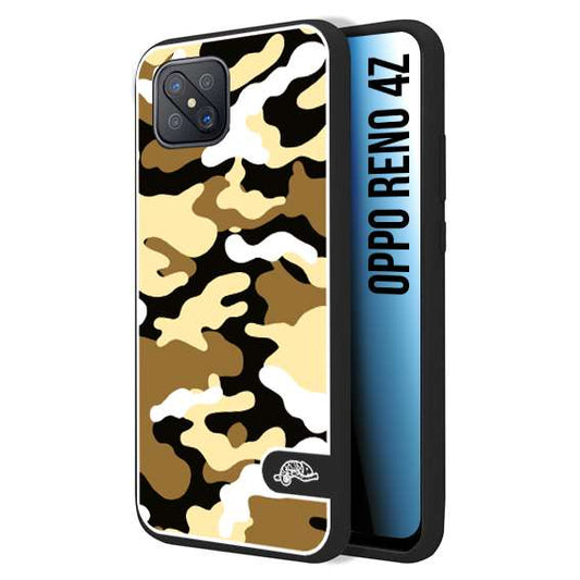 CUSTOMIZZA - Custodia cover nera morbida in tpu compatibile per Oppo Reno 4Z camouflage mimetico militare giallo desert brown