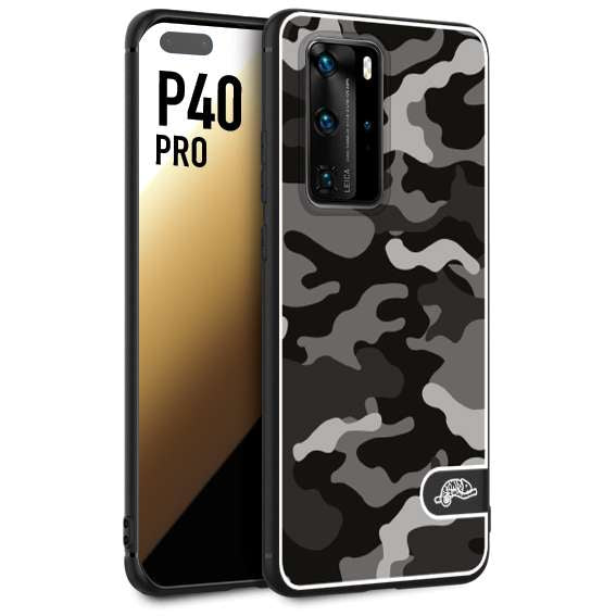 CUSTOMIZZA - Custodia cover nera morbida in tpu compatibile per Huawei P40 PRO camouflage mimetico militare nero black grigio