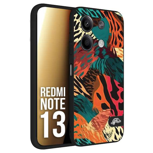 CUSTOMIZZA - Custodia cover nera morbida in tpu compatibile per Xiaomi Redmi Note 13 leopardato tigrato tiger colorata summer arancio verde fucsia