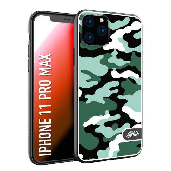 CUSTOMIZZA - Custodia cover nera morbida in tpu compatibile per iPhone 11 PRO MAX camouflage mimetico militare verde green