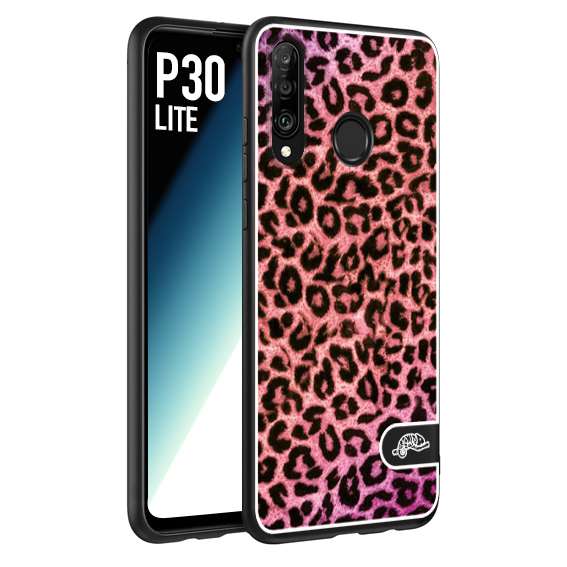 CUSTOMIZZA - Custodia cover nera morbida in tpu compatibile per Huawei P30 LITE leopardato maculato donna rosa leopard