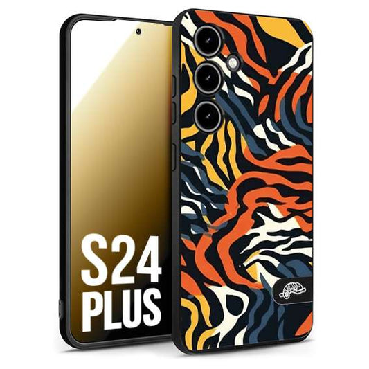 CUSTOMIZZA - Custodia cover nera morbida in tpu compatibile per Samsung S24 PLUS leopardato maculato tigrato tiger colorata gialla blu arancio