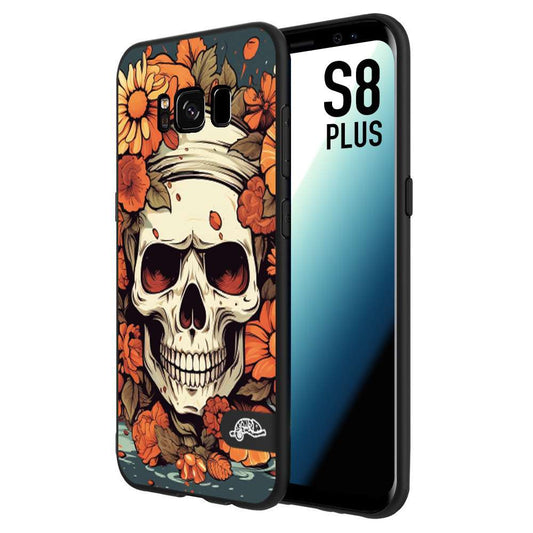 CUSTOMIZZA - Custodia cover nera morbida in tpu compatibile per Samsung S8 PLUS teschio skull flowers fiori tattoo disegnato alta definizione