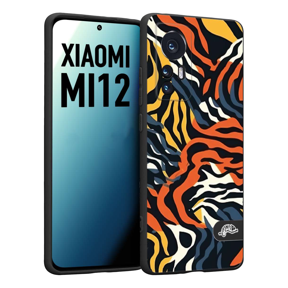 CUSTOMIZZA - Custodia cover nera morbida in tpu compatibile per Xiaomi 12 5G leopardato maculato tigrato tiger colorata gialla blu arancio