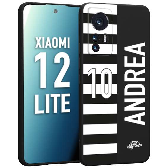 CUSTOMIZZA - Custodia cover nera morbida in tpu compatibile per Xiaomi 12 LITE personalizzata calcio football nome e numero calciatori bianconera