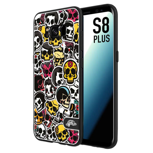 CUSTOMIZZA - Custodia cover nera morbida in tpu compatibile per Samsung S8 PLUS sticker bomb teschi colorati adesivi skulls skater snowboard