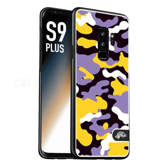 CUSTOMIZZA - Custodia cover nera morbida in tpu compatibile per Samsung S9 PLUS camouflage mimetico militare viola lilla giallo