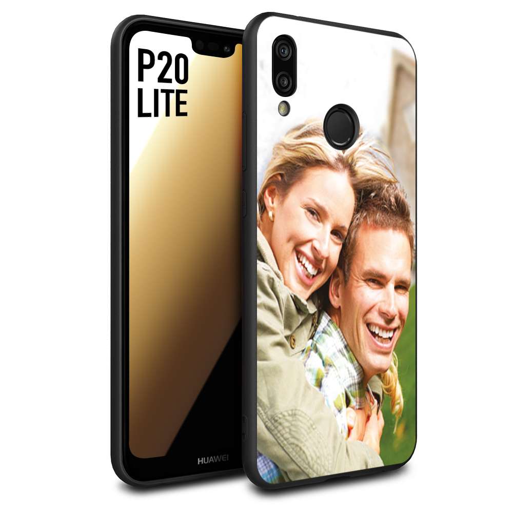 CUSTOMIZZA - Custodia cover nera morbida in tpu compatibile per Huawei P20 LITE personalizzata con foto immagine scritta a piacere