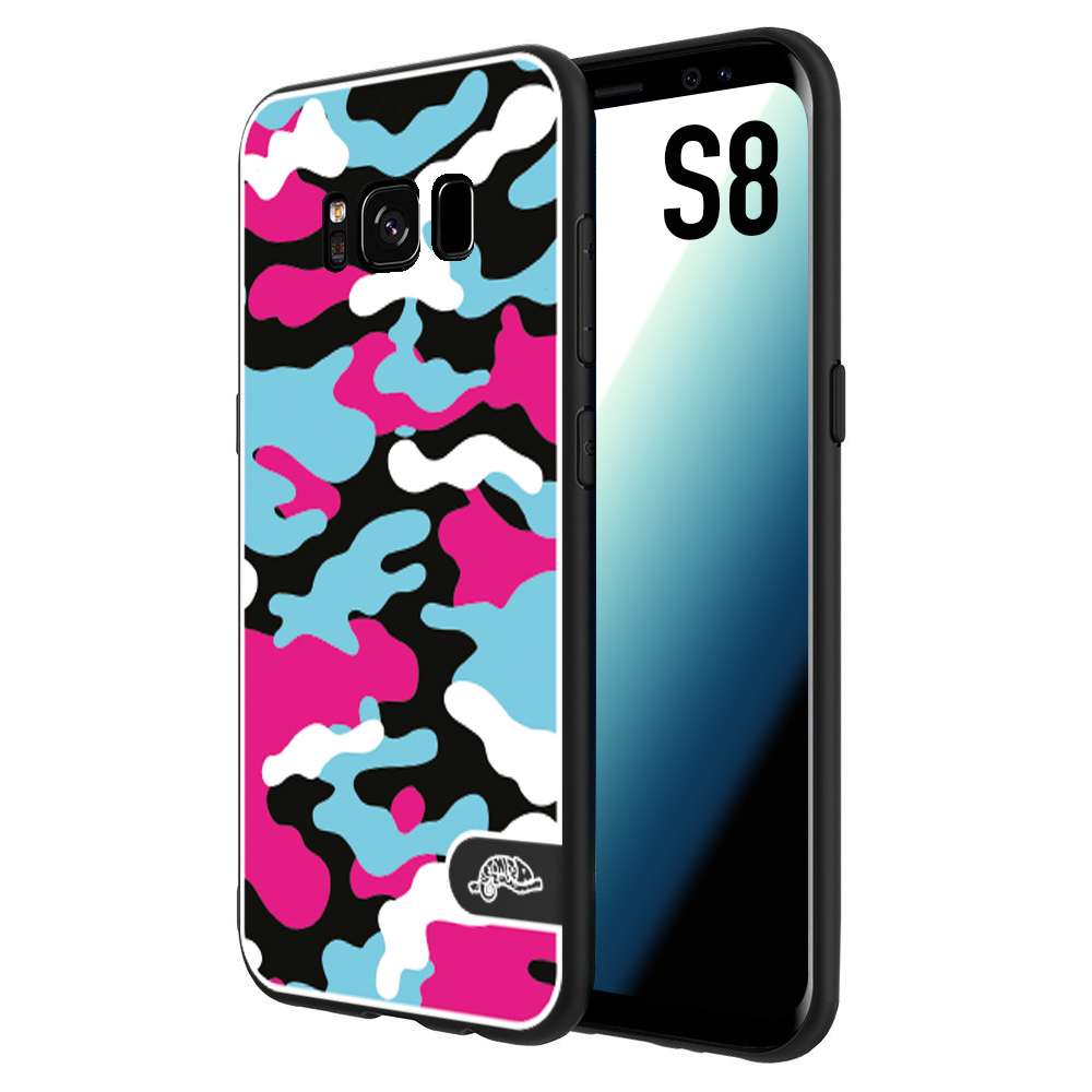 CUSTOMIZZA - Custodia cover nera morbida in tpu compatibile per Samsung S8 camouflage mimetico militare fucsia celeste