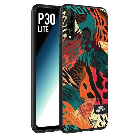 CUSTOMIZZA - Custodia cover nera morbida in tpu compatibile per Huawei P30 LITE leopardato tigrato tiger colorata summer arancio verde fucsia