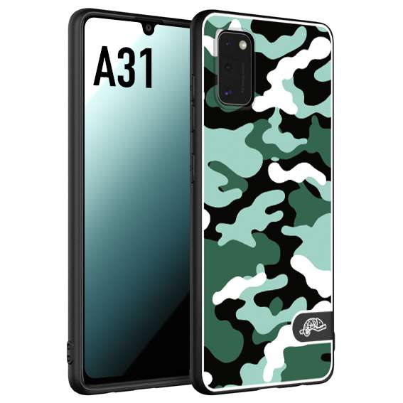 CUSTOMIZZA - Custodia cover nera morbida in tpu compatibile per Samsung A31 camouflage mimetico militare verde green