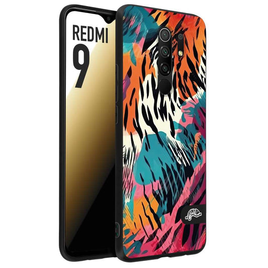 CUSTOMIZZA - Custodia cover nera morbida in tpu compatibile per Xiaomi Redmi 9 leopardato maculato tigrato tiger colorata summer color