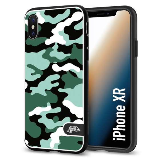 CUSTOMIZZA - Custodia cover nera morbida in tpu compatibile per iPhone Xr camouflage mimetico militare verde green