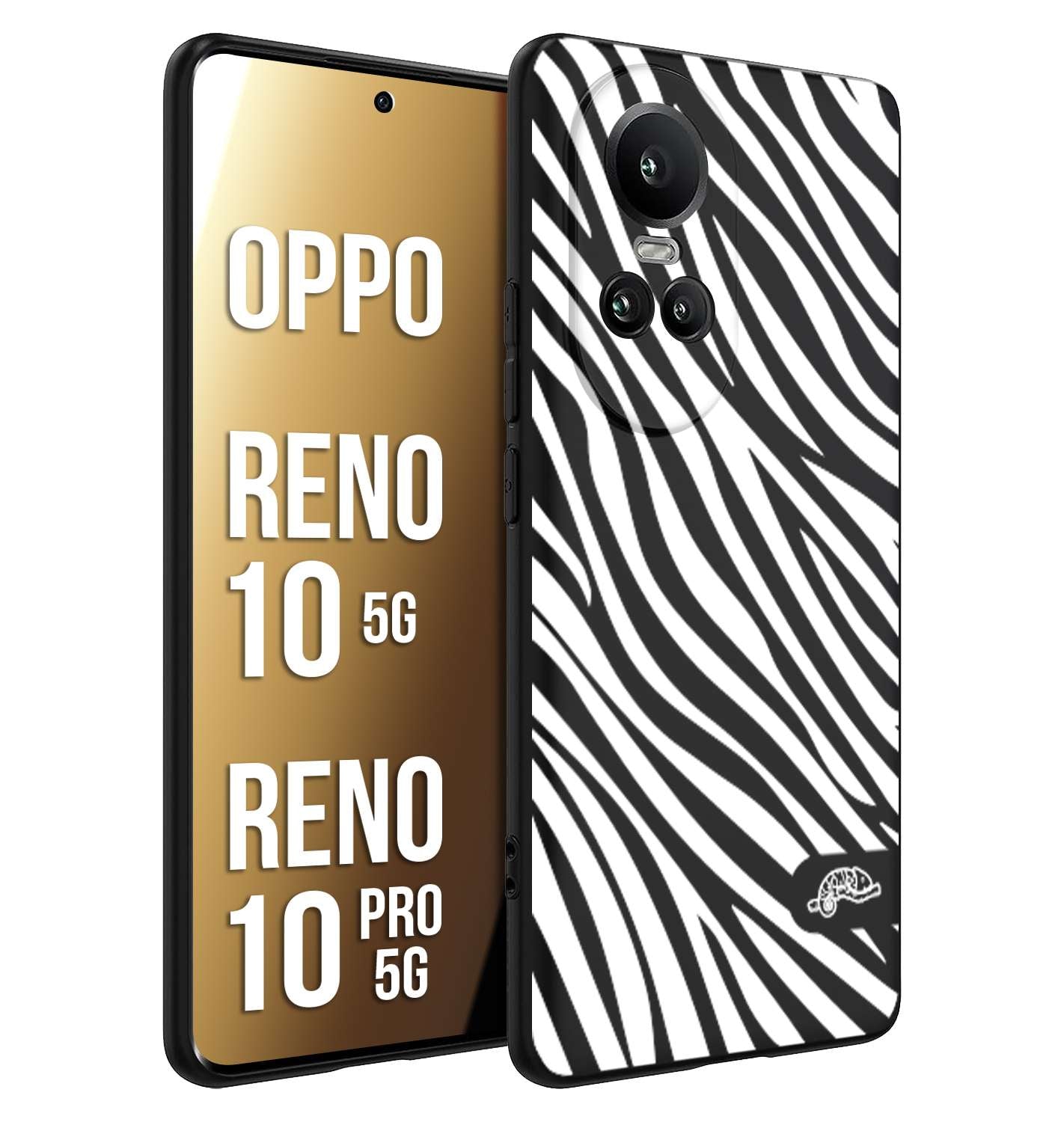 CUSTOMIZZA - Custodia cover nera morbida in tpu compatibile per Oppo Reno 10 5G - 10 PRO 5G zebrata maculata a rilievo soft touch donna bianca