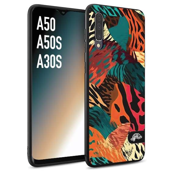 CUSTOMIZZA - Custodia cover nera morbida in tpu compatibile per Samsung A50 - A50S - A30S leopardato tigrato tiger colorata summer arancio verde fucsia