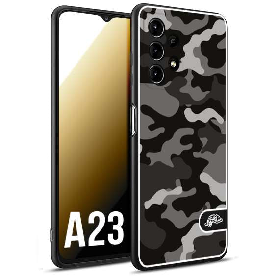 CUSTOMIZZA - Custodia cover nera morbida in tpu compatibile per Samsung A23 camouflage mimetico militare nero black grigio