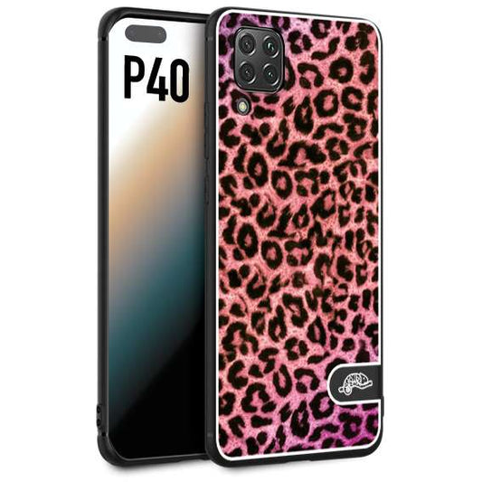 CUSTOMIZZA - Custodia cover nera morbida in tpu compatibile per Huawei P40 leopardato maculato donna rosa leopard