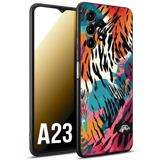 CUSTOMIZZA - Custodia cover nera morbida in tpu compatibile per Samsung A23 leopardato maculato tigrato tiger colorata summer color