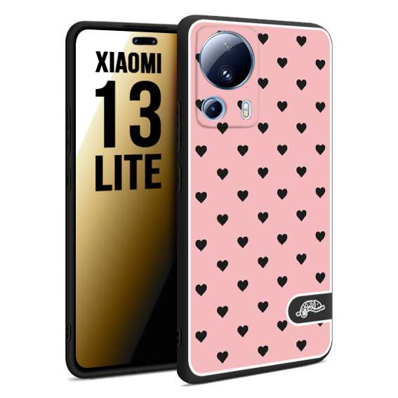 CUSTOMIZZA - Custodia cover nera morbida in tpu compatibile per Xiaomi 13 LITE cuori pois rosa donna pin up vintage