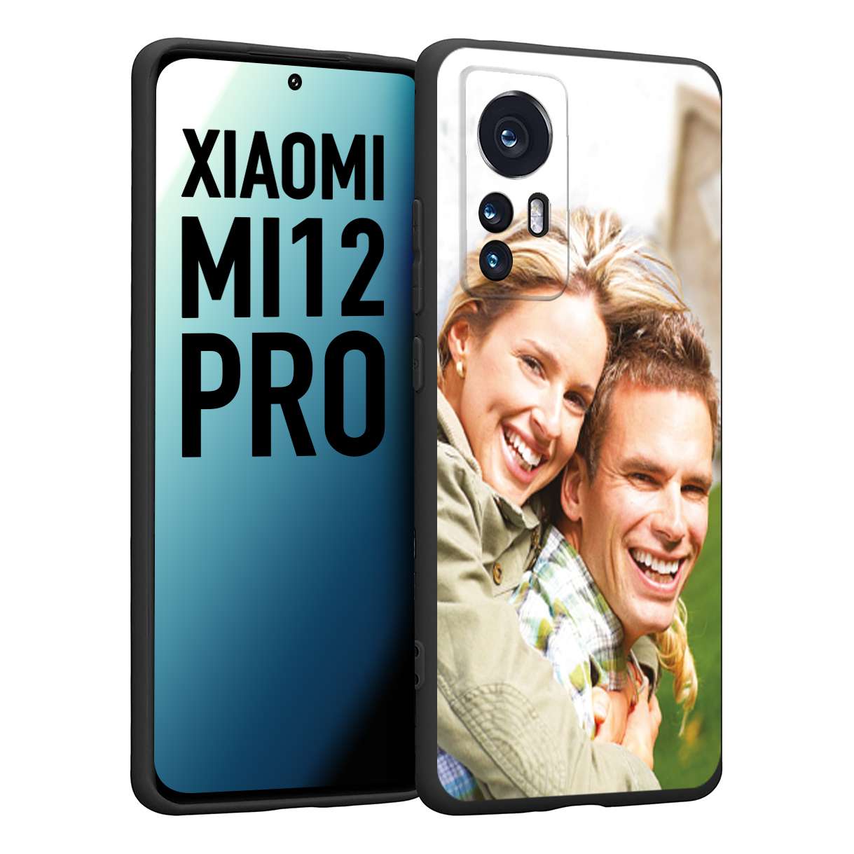 CUSTOMIZZA - Custodia cover nera morbida in tpu compatibile per Xiaomi 12 PRO personalizzata con foto immagine scritta a piacere