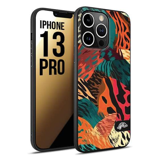 CUSTOMIZZA - Custodia cover nera morbida in tpu compatibile per iPhone 13 PRO leopardato tigrato tiger colorata summer arancio verde fucsia