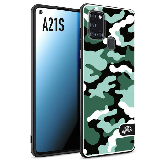 CUSTOMIZZA - Custodia cover nera morbida in tpu compatibile per Samsung A21S camouflage mimetico militare verde green