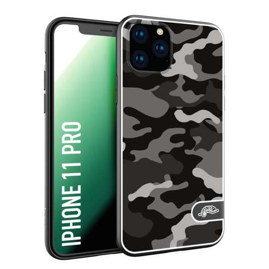 CUSTOMIZZA - Custodia cover nera morbida in tpu compatibile per iPhone 11 PRO camouflage mimetico militare nero black grigio