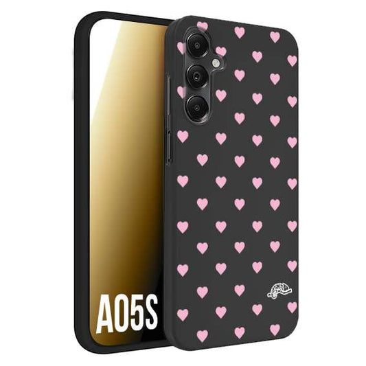 CUSTOMIZZA - Custodia cover nera morbida in tpu compatibile per Samsung A05S cuori pois rosa su nero donna pin up vintage