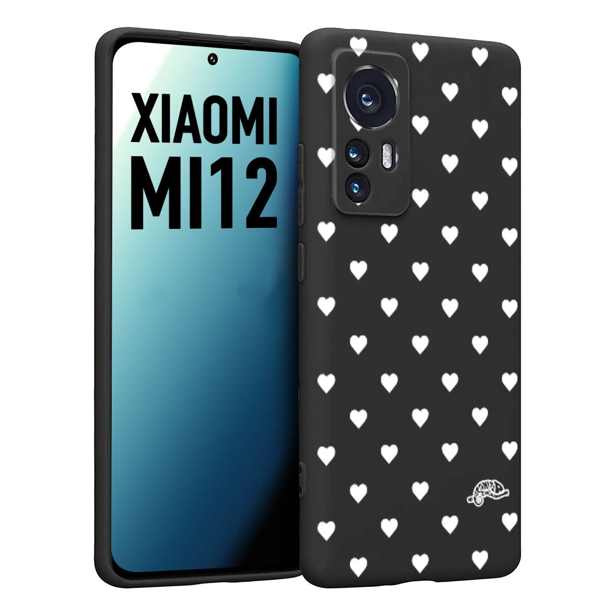 CUSTOMIZZA - Custodia cover nera morbida in tpu compatibile per Xiaomi 12 5G cuori pois bianchi donna pin up vintage