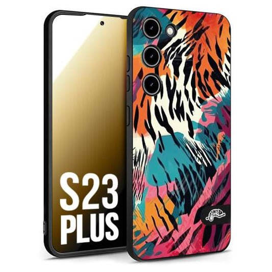 CUSTOMIZZA - Custodia cover nera morbida in tpu compatibile per Samsung S23 PLUS leopardato maculato tigrato tiger colorata summer color