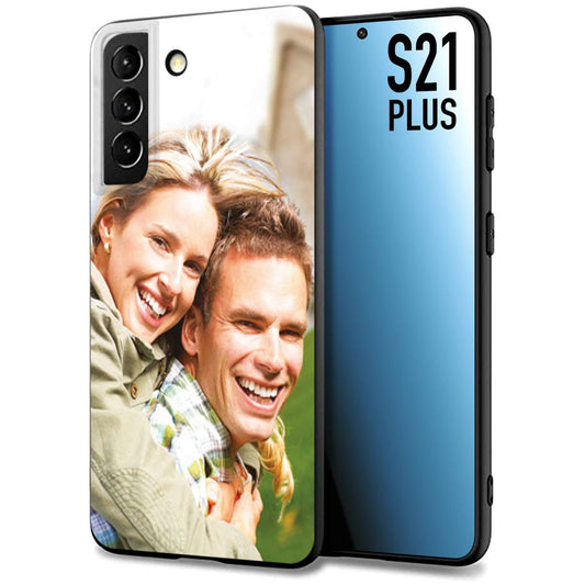 CUSTOMIZZA - Custodia cover nera morbida in tpu compatibile per Samsung S21 PLUS personalizzata con foto immagine scritta a piacere