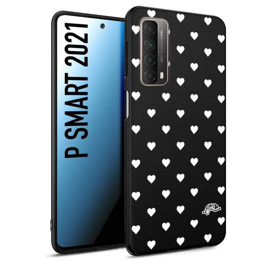 CUSTOMIZZA - Custodia cover nera morbida in tpu compatibile per Huawei P Smart 2021 cuori pois bianchi donna pin up vintage