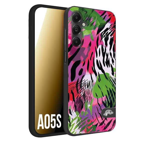 CUSTOMIZZA - Custodia cover nera morbida in tpu compatibile per Samsung A05S leopardato tigrato tiger colorata summer color verde fucsia