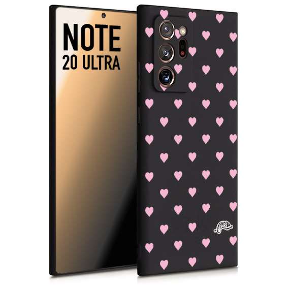 CUSTOMIZZA - Custodia cover nera morbida in tpu compatibile per Samsung NOTE 20 ULTRA cuori pois rosa su nero donna pin up vintage