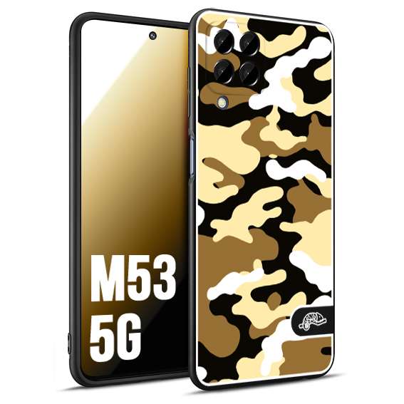 CUSTOMIZZA - Custodia cover nera morbida in tpu compatibile per Samsung M53 5G camouflage mimetico militare giallo desert brown