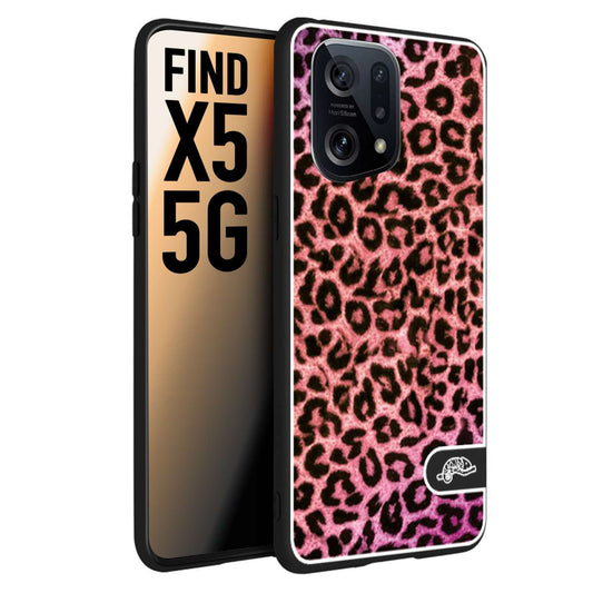 CUSTOMIZZA - Custodia cover nera morbida in tpu compatibile per Oppo Find X5 leopardato maculato donna rosa leopard