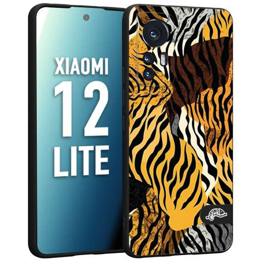 CUSTOMIZZA - Custodia cover nera morbida in tpu compatibile per Xiaomi 12 LITE leopardato tigrato tiger colorata donna fashion estate