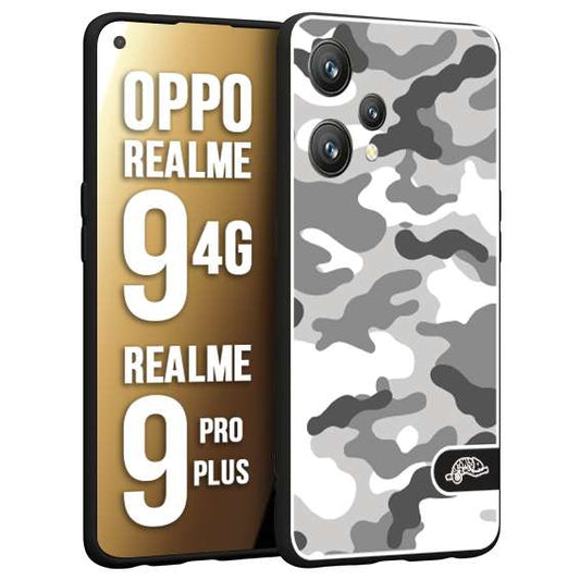 CUSTOMIZZA - Custodia cover nera morbida in tpu compatibile per Oppo Realme 9 4G - 9 PRO PLUS camouflage mimetico militare bianco white