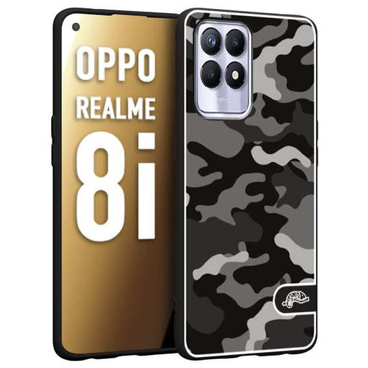 CUSTOMIZZA - Custodia cover nera morbida in tpu compatibile per Oppo Realme 8i camouflage mimetico militare nero black grigio