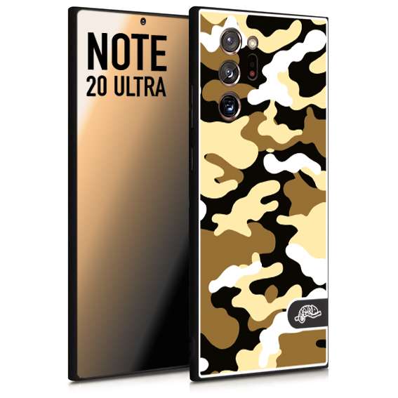 CUSTOMIZZA - Custodia cover nera morbida in tpu compatibile per Samsung NOTE 20 ULTRA camouflage mimetico militare giallo desert brown