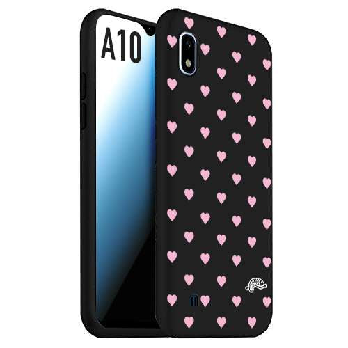 CUSTOMIZZA - Custodia cover nera morbida in tpu compatibile per Samsung A10 cuori pois rosa su nero donna pin up vintage