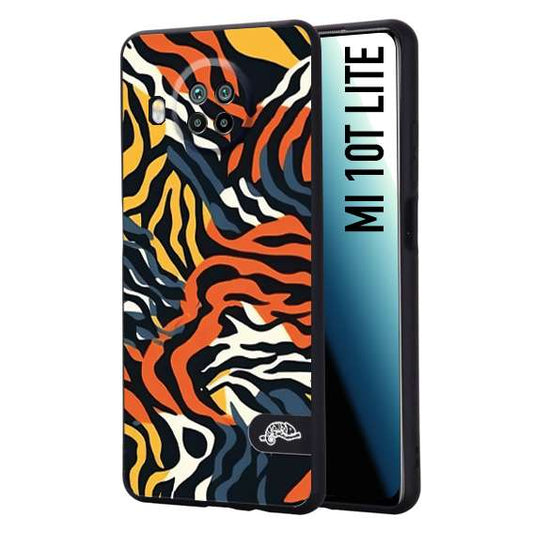 CUSTOMIZZA - Custodia cover nera morbida in tpu compatibile per Xiaomi Mi 10T LITE leopardato maculato tigrato tiger colorata gialla blu arancio